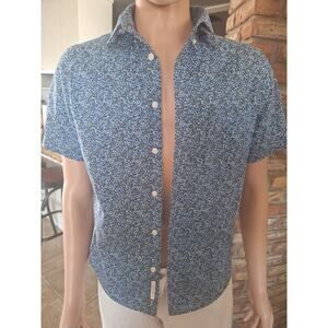 GoodFellow & Co Casual Button Down Shirt Floral Pattern Blue Size S Cotton